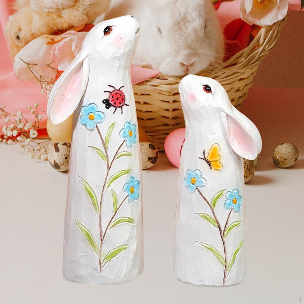 2 Stück Osterhasenstatue Tierskulptur Hasenfigur für Tischdekorationen Bücherregal