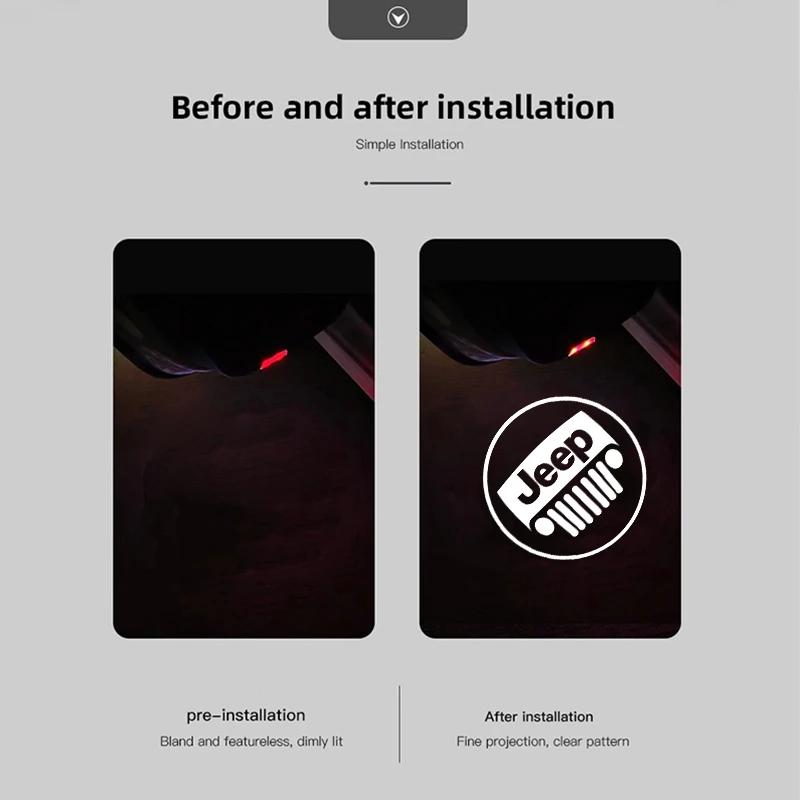 xjhw3 HD Car Projector Door Light Welcome Lamps Accessories For Jeep Grand Cherokee Wrangler JK Gladiator Compass Renegade Patriot Lib