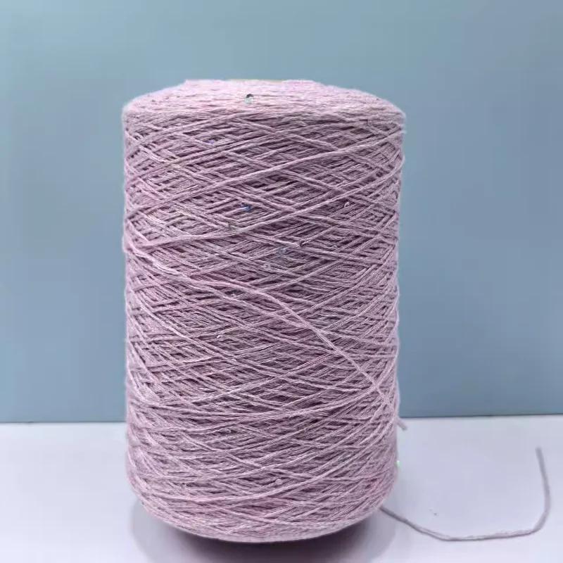 Number 6 Coarse Fine Crochet Thread Sequin Silk Linen Lace Thread with Pearl Beads DIY Scarf Sweater Knitting