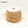 Trendy 14K Gold Plated Brass 7mm Width 3mm Thick Chain Cuban Chain Link For Jewelry Making DIY Necklace Bracelet Chains Findings