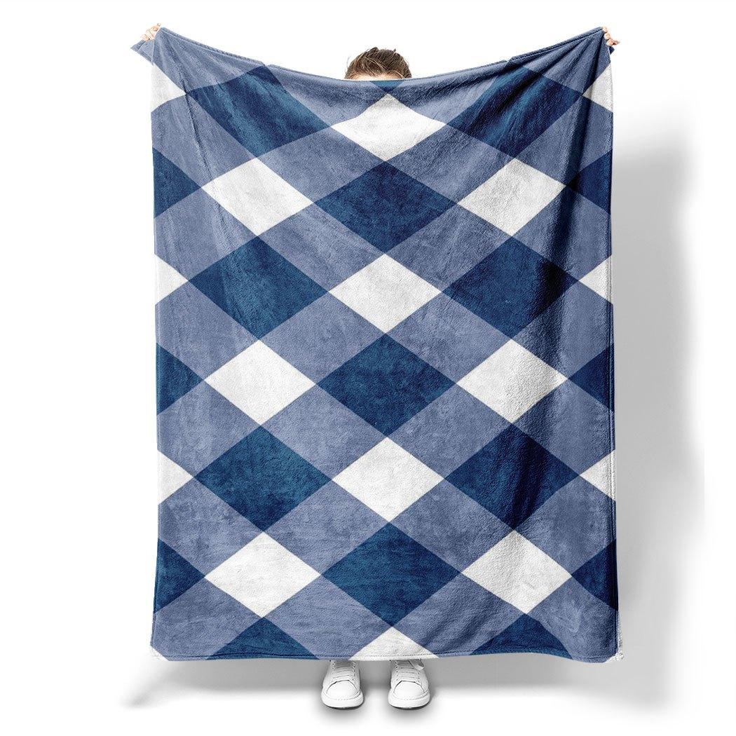 

Blue Plaid Flannel Throw Blanket – Classic Checkered Design, Soft Cozy Fleece for Home, Office, Sofa & Car – All-Season Use 130x150cm51x59in
