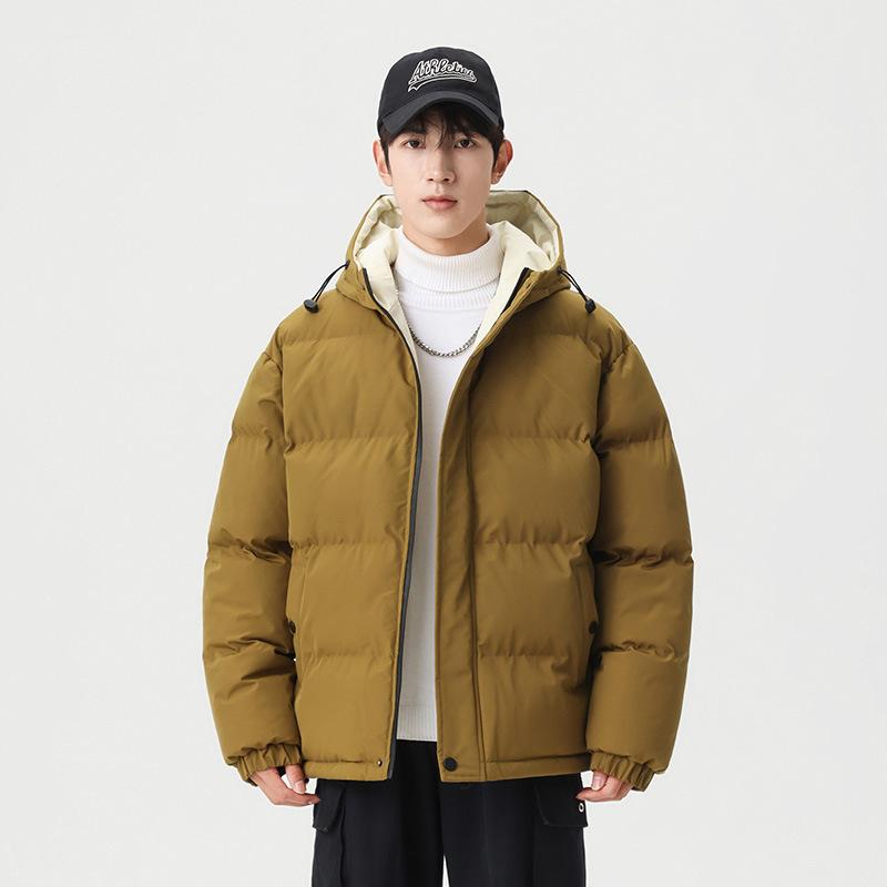 Winter New Cotton-padded Clothes Men's Couple Hooded Thickened Coat Korean Version Bread Clothes Cotton Clothes Trendy Solid Color Casual Coat