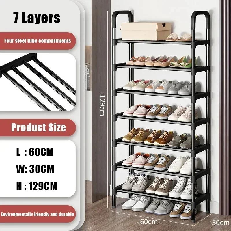 Simple Multiple LayersShoe Rack Multi-purpose Storage Cabinet Black Shoe Rack Shelf Save Space Living Room Shoe Storage Rack