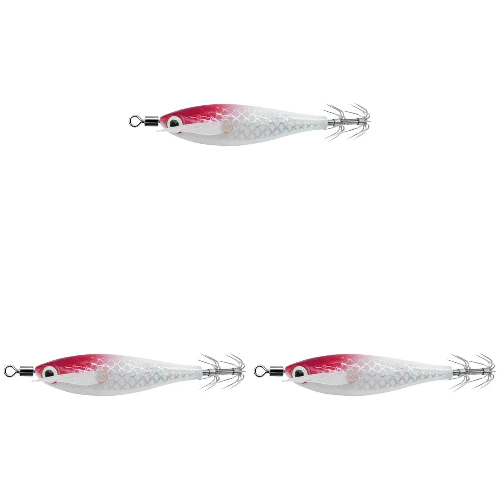 1-3PC Luminous Squid Hook Fishing Lure Double Hook Glow In The Dark Wood Shrimp with 3D Eyes Fake Octopus Bait for Night Fishing