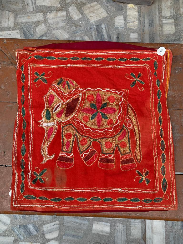 Hand Embroidered Cotton Pillow Cover: Bohemian Decorative Cushion 40