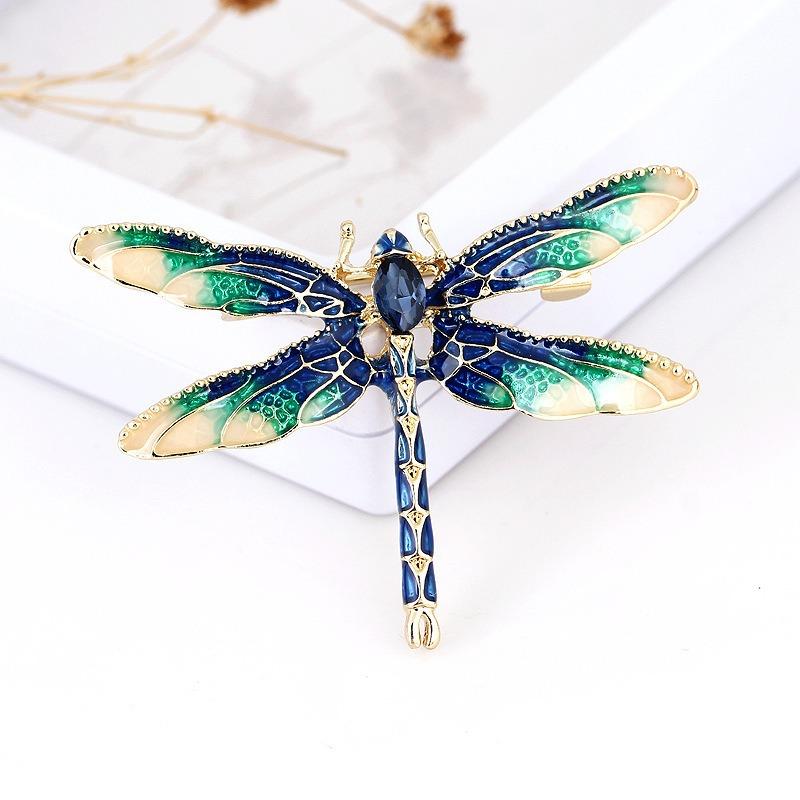 Fashion Crystal Vintage Dragonfly Brooch Large Insect Brooches for Women Pins Wedding Jewelry Accessories