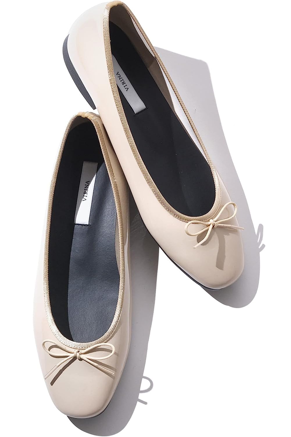 

VIRINA Балетки Сделано из лакированной кожи Дождь или Пена памяти Квадратные Удобные для ходьбы Включает Размер 22SS05 Женские балетки, Япония, Кожа, Блеск,