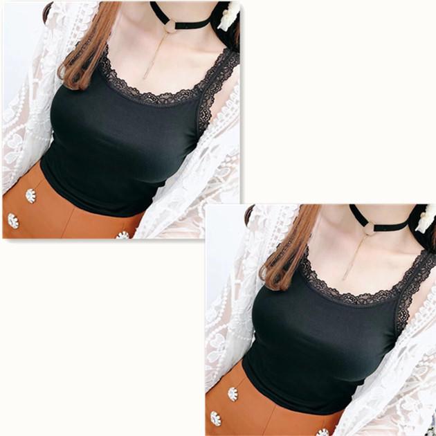 Summer sling vest women's large size slim fit, spring and autumn outer wear, lace edge sling inside