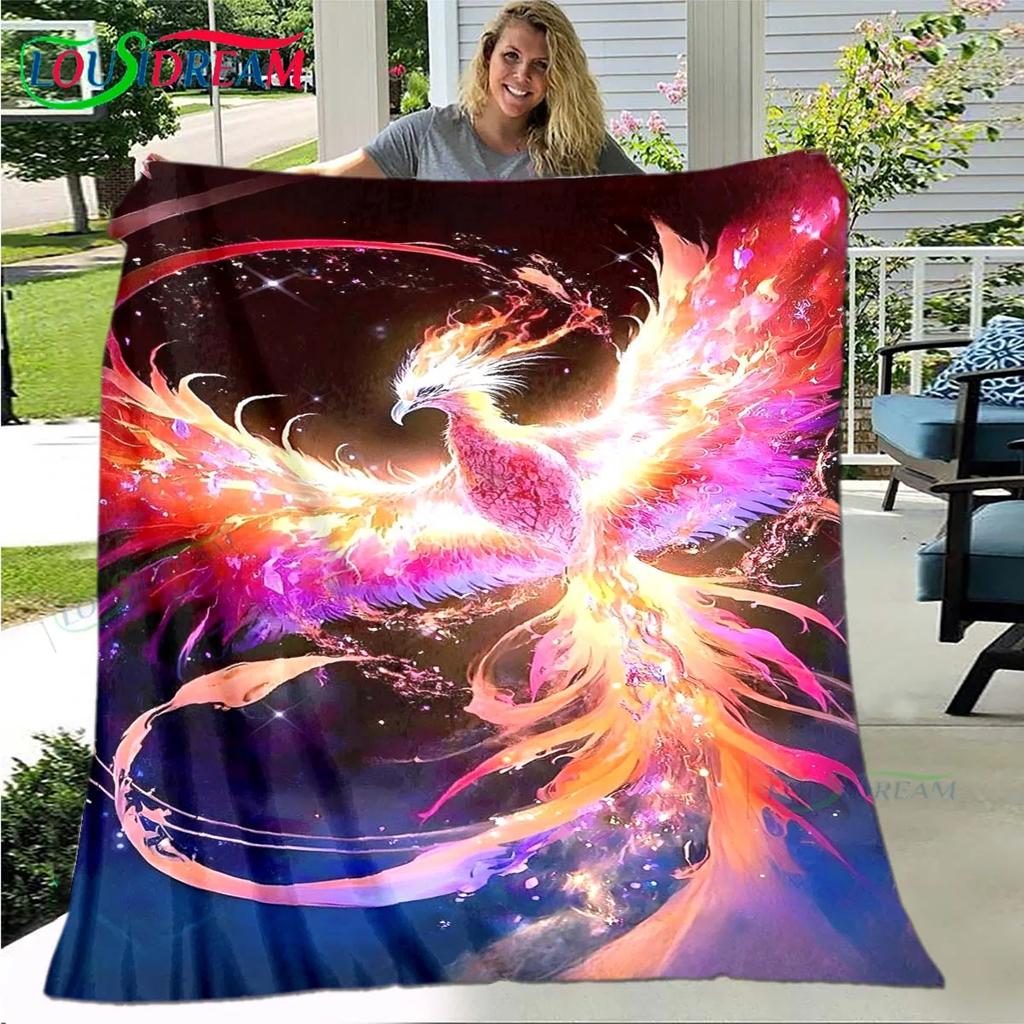 3D Popular Mythical Beast Phoenix Blanket,Flannel Throw Blanket for Home Bedroom Bed Sofa Picnic Office Hiking Leisure Nap Gift