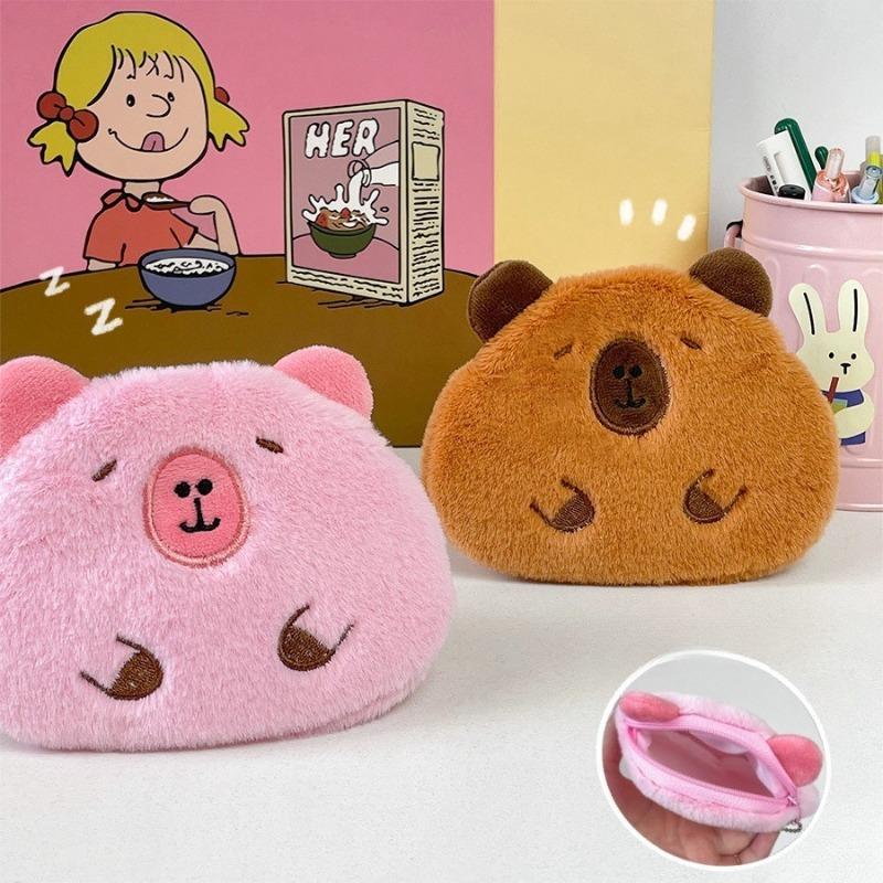 Capybara Plush Coin Purse Travel Cosmetic Storage Bag Doll Red Envelope Girlfriend Data Pack Ornament Bag Pendant Couple Gifts