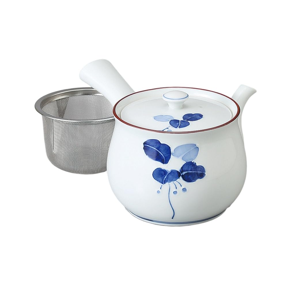 650cc Arita Ware Teapot with Strainer Manryo Extra Made in Porcelain Ale-net (Stainless Steel) - Design, Large, Japan,