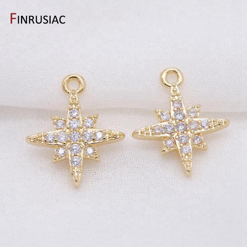 Gold Plated with Inlaid Zircon Small Star Charms Pendant For DIY Jewelry Making Handmade Bracelet Necklace Earrings Accessories