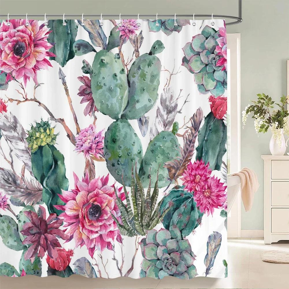 

3D Printed Fabric Shower Curtains Floral Bath Screens Waterproof Bathroom Decor With Hooks Flowers And Birds Shower Curtain W60H190(CM)-1 Pcs