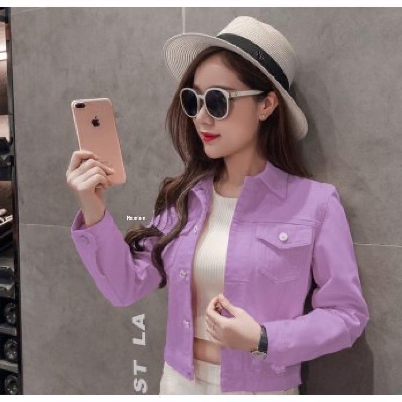 

Women s Solid Blue Denim Jacket - Long Sleeve Shirt for Spring & Autumn Double Extra Large фиолетовый