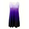 Vestito con Stampa a Gradiente Taglie Forti Vestito Canotta con Scollo a V per Vacanze Primavera & Estate Abbigliamento Taglie Forti Donna Vestito Senza Maniche