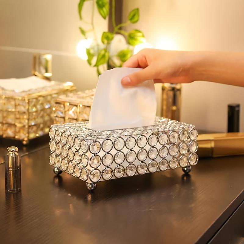 1 Lussuoso Portatovaglioli in Cristallo Dorato - Elegante Porta Fazzoletti in Metallo - Perfetto per Decorazione Bagno, Soggiorno, Camera da Letto