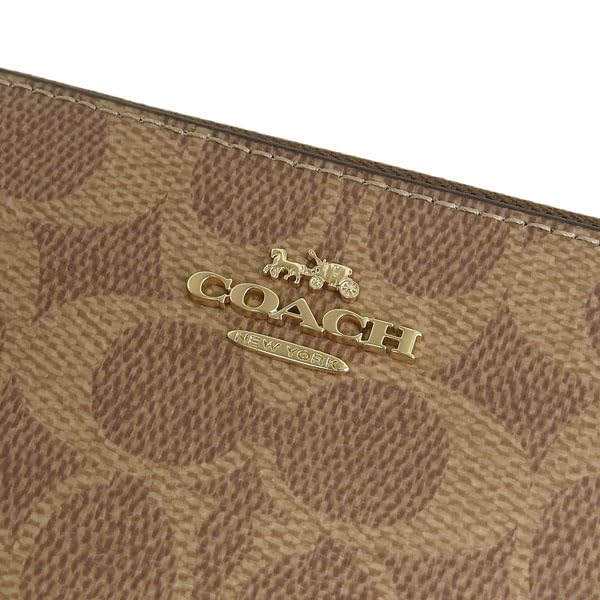 Peněženka Dlouhá peněženka Outletová značka Ořechově červená Dlouhá peněženka na zip po obvodu Charakteristické plátno CW778 [Coach] Dámská (TAN×BROWN/Hnědá) [Položka]