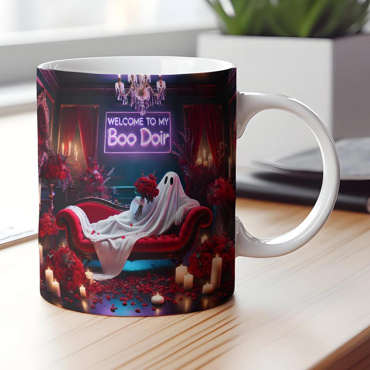 

3D Spooky Ceramic Coffee Mug Tea Cup Boo Halloween Pumpkin Pumpkin 301-400ml