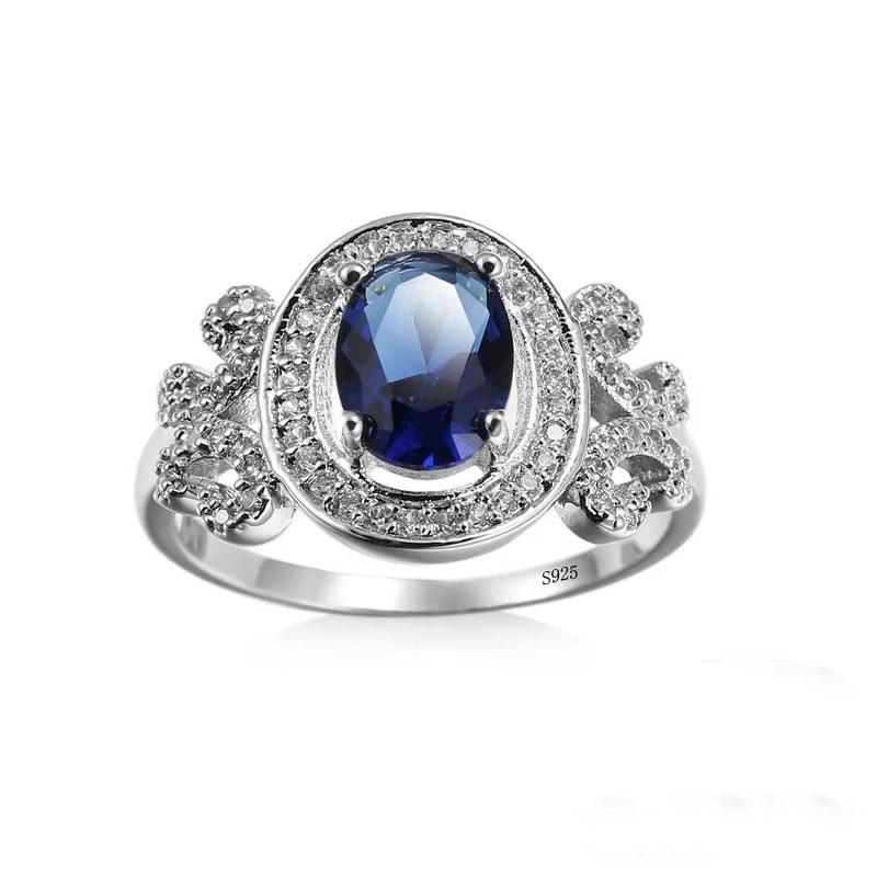 Anelli Femminili di Lusso in Argento Sterling con Zirconi Taglio Rotondo per Donne 4 Griffi Promessa Amore Fedina Matrimoniale Moda Regalo