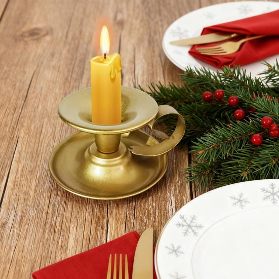 1/2 Buc Suport Vintage din Fier pentru Lumânări Conice Metal Candelabru cu Mâner Acasă Living Crăciun