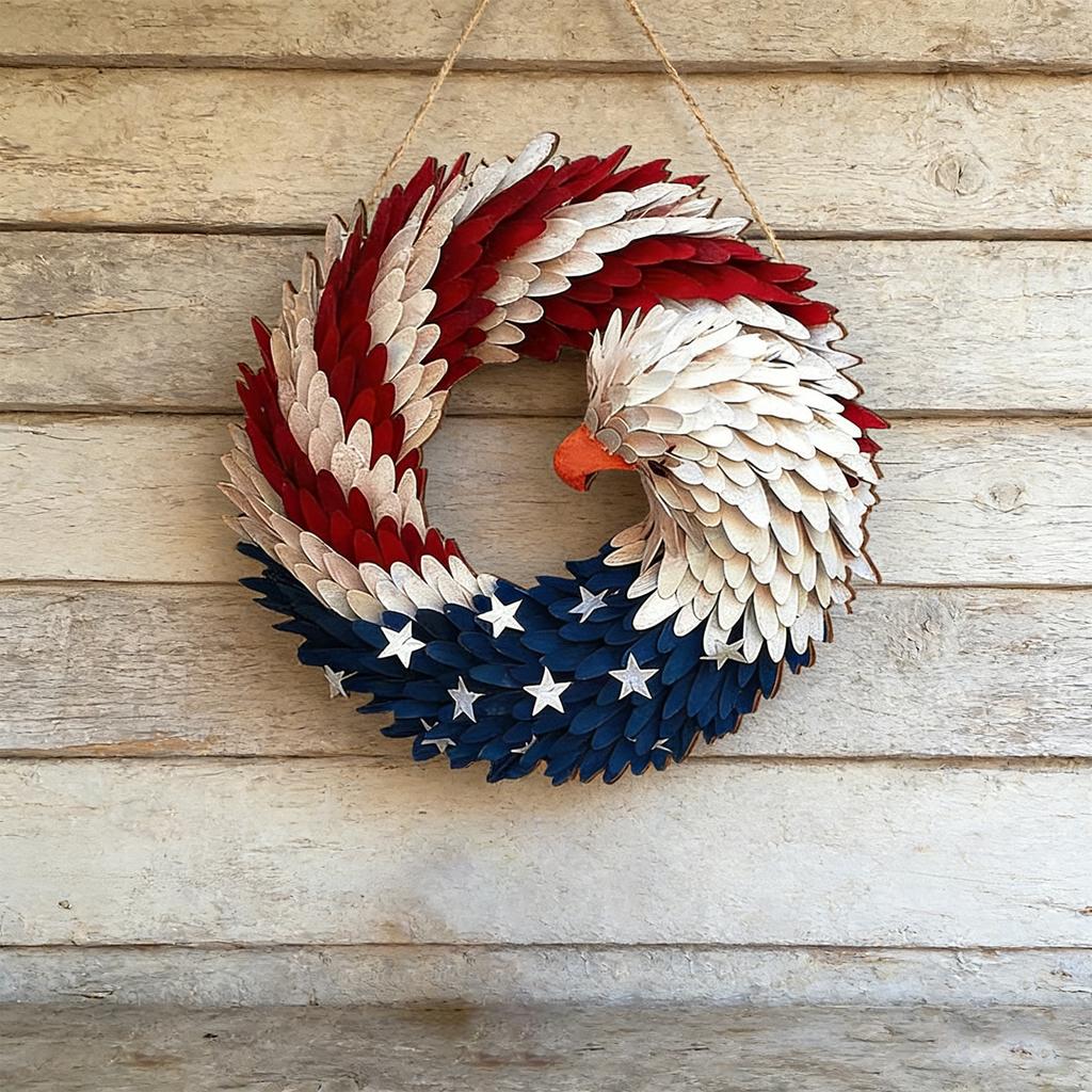 American Eagle Flag Patriotic Wreath 2026 USA 250 Decorations 2d Memorial Day Wreath for 4th of July for Front Door Wall Decor