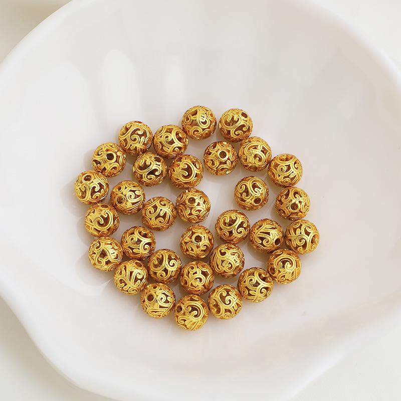 Gold-Plated 7mm Auspicious Cloud Filigree Beads for DIY Braiding and Beading