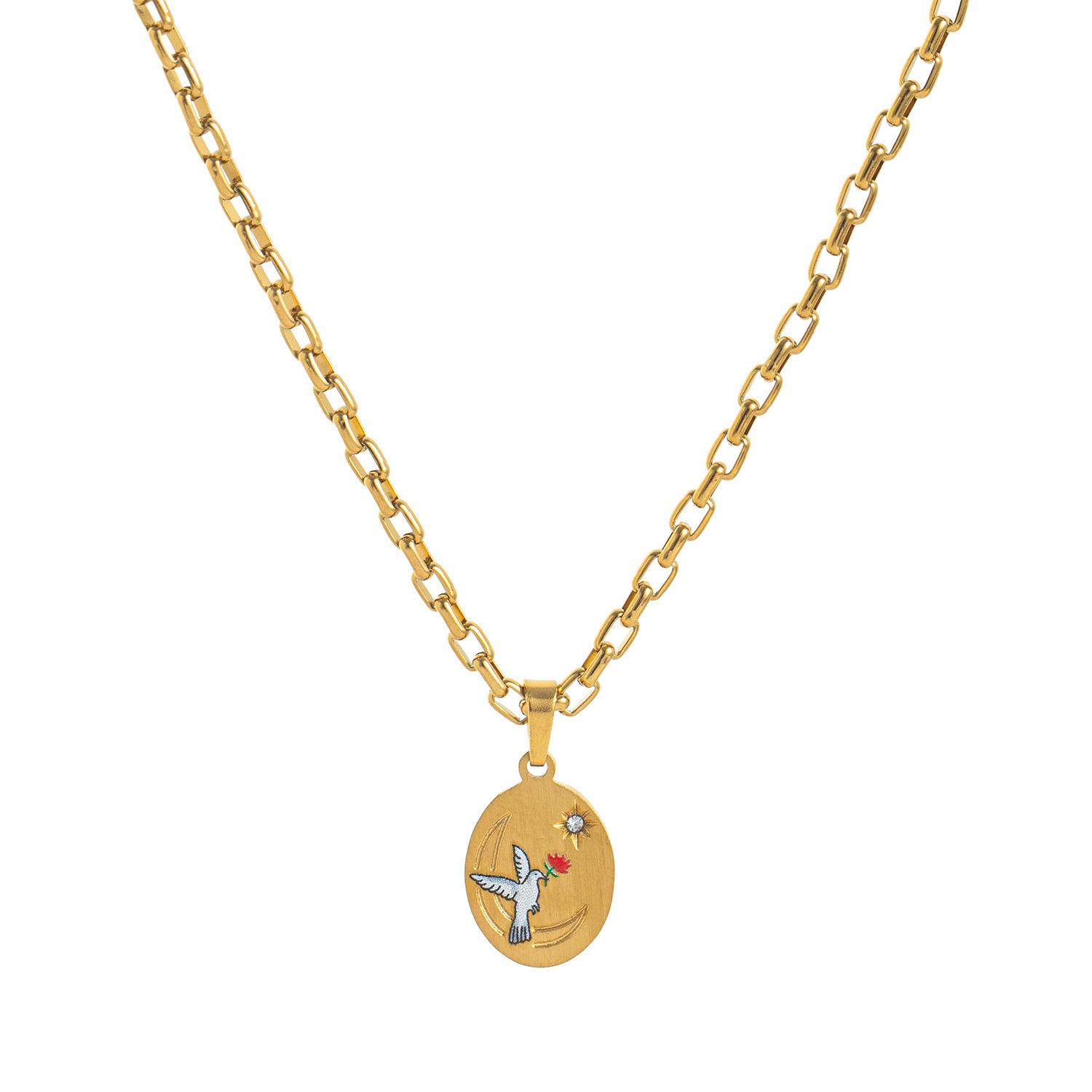 European Baresi 18K Gold-Plated Light Luxury Heart & Flower Pendant Necklace
