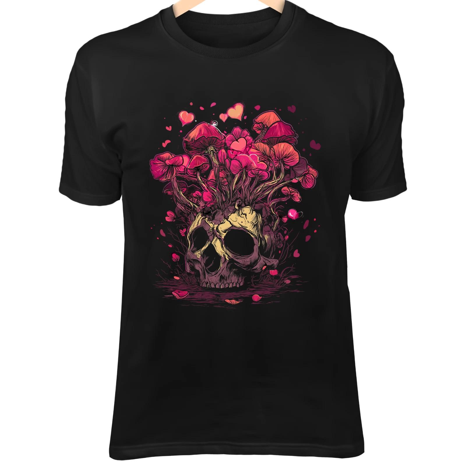 Valentine Fantasy Skull - Gothic Mushroom Bouquet Romantic Art 2XL