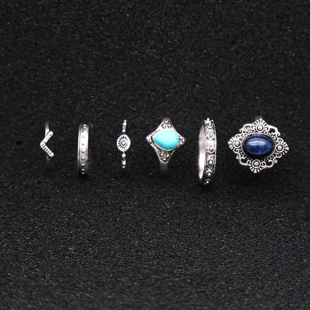 6 Stück/Set Damen Silber Türkis Midi Über Knöchel Ring Schmuck Geschenke