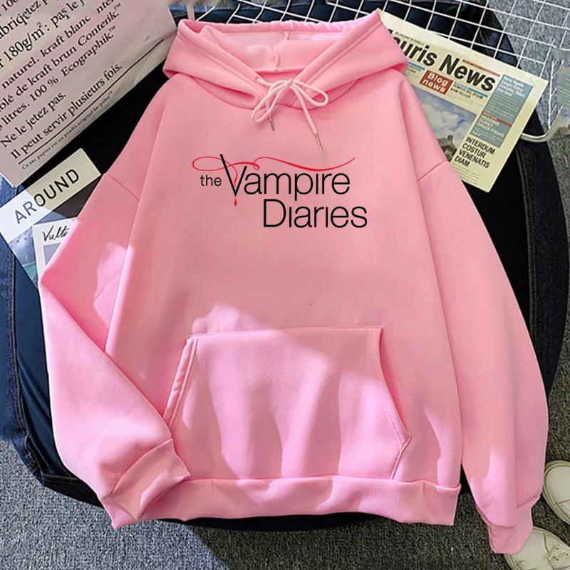 2026 Spring New Vampire Diaries Letter Print Hooded Sweatshirt for Men & Women - Long Sleeve Casual Jacket