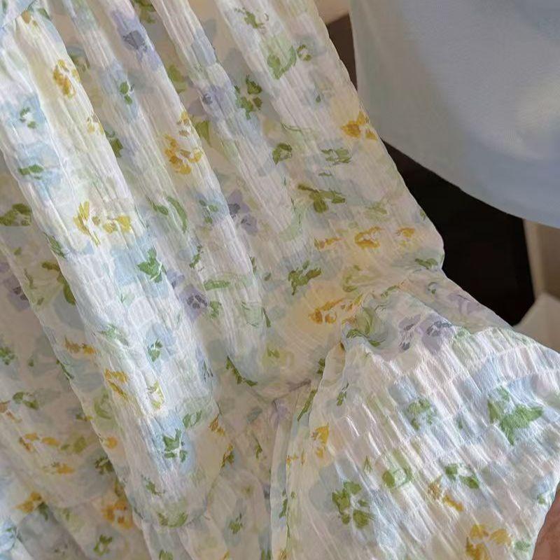 Gentle French Floral Skirt Summer New Small Fresh Long Skirt High Waist Slimming Half Body Skirt A-line Cake Skirt