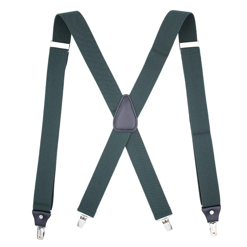 Men Adjustable X-Back Suspenders Elastic 4 Strong Clips Heavy Duty Trouser Braces