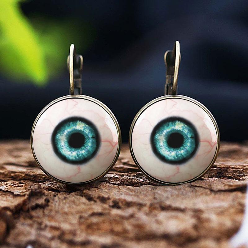 Helle Farbe Glas Cabochon Evil Eye Ohrstecker Modeschmuck Trendy Tier Auge Frauen Charms Französisch Ohrring