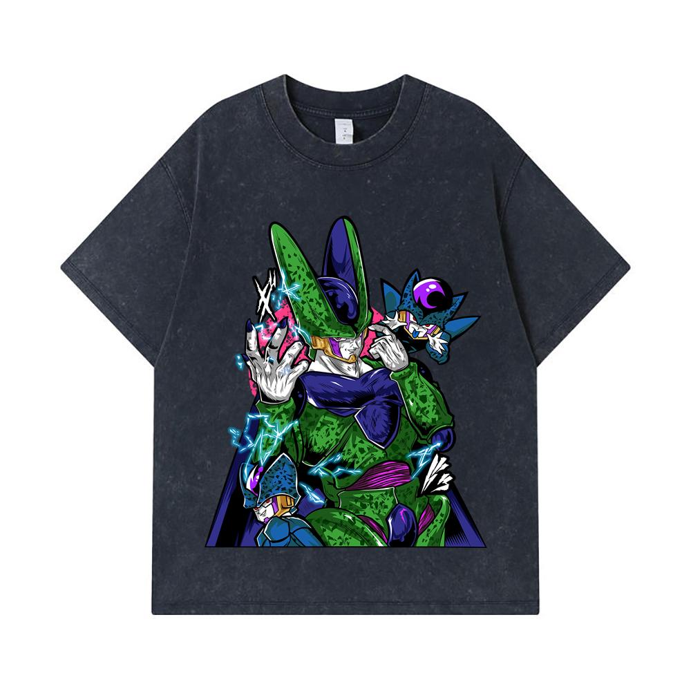 275 GSM Washed T-shirts 100% Cotton Dragon Ball V29 Cell Print Unisex Heavy Cotton T Shirt