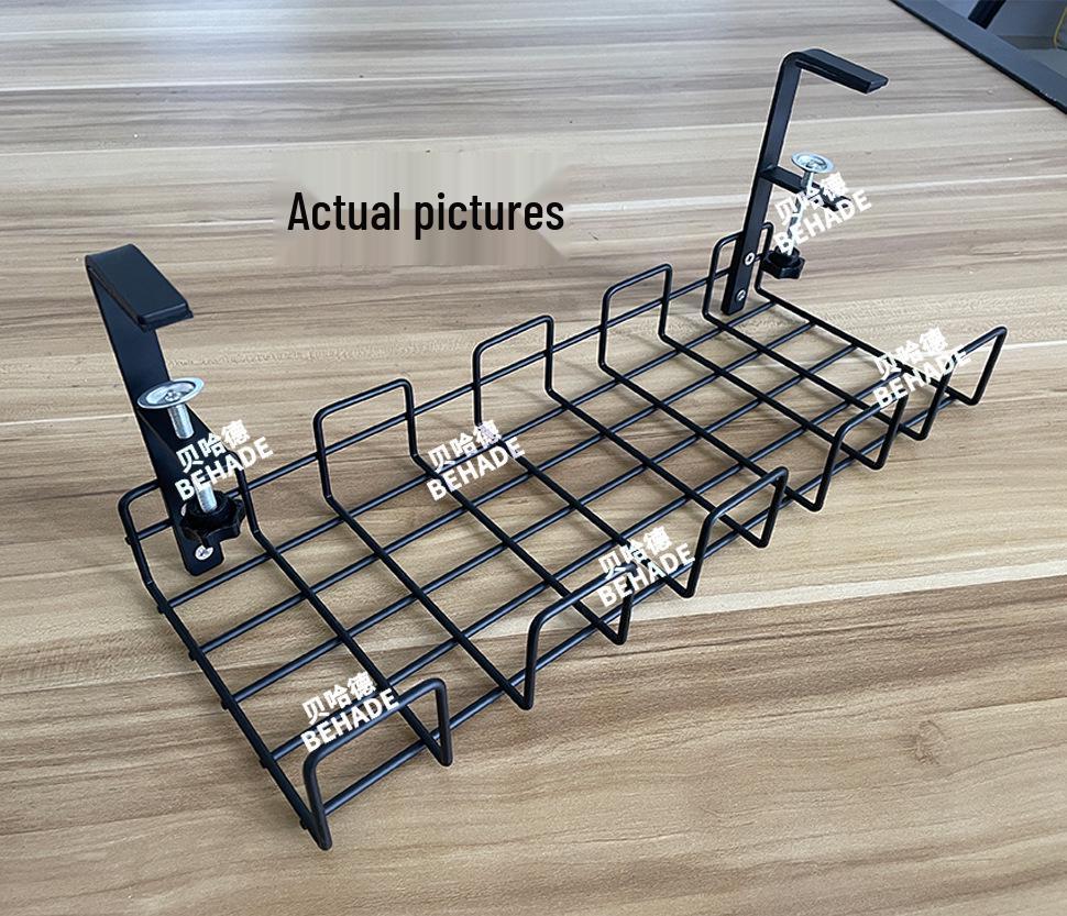 Punch-Free Under-Desk Cable Organizer & Power Strip Rack