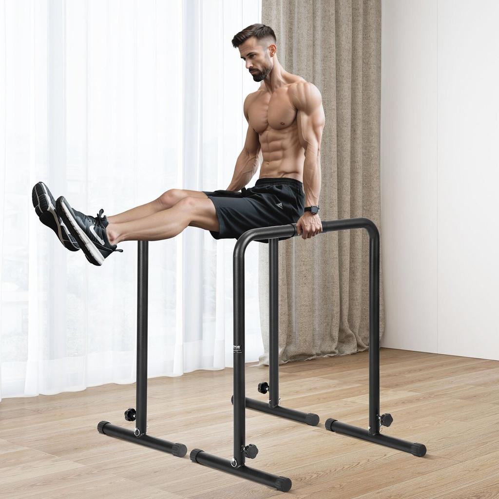 Dip Bars, 440 Lbs Capacity, Heave Duty Dip Stand Station with Adjustable Height, Fitness Workout Dip Bar Station Stabilizer Parallette Push Up Stand,