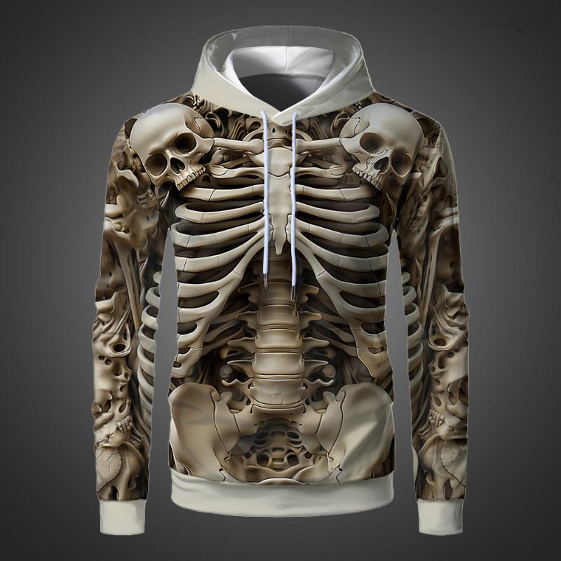 Sudaderas con Capucha Retro para Hombre con Esqueleto Humano 3D, Sudaderas Vintage Modernas Divertidas con Capucha 2024, Regalos de Halloween, Ropa Jersey de Calavera