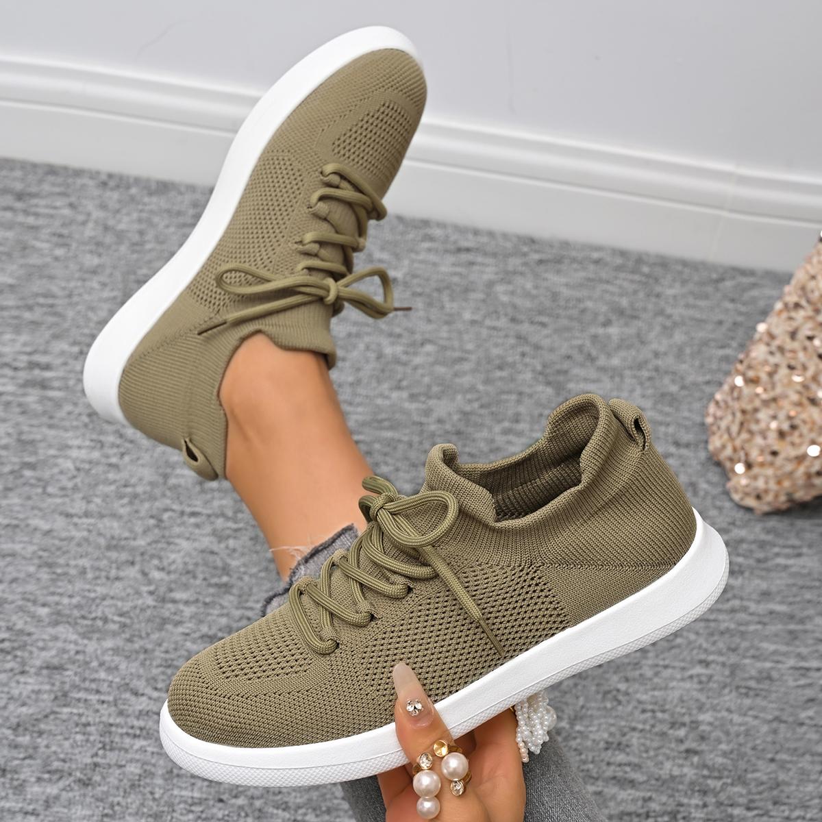 

Fashion Lace Up Women s Sneakers 2025 Outdoor Mesh Breathable Walking Casual Shoes Women Round Toe Vulcanize Shoes Ladies Flat Sneakers 36