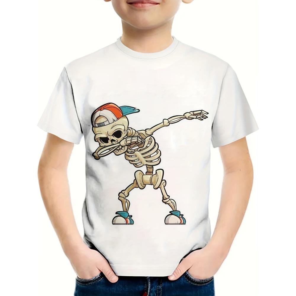 Kids Clothes Boys Tshirt Short Sleeve 3D Skull Print Children Summer Clothes Creative Stylish Streetwear Round Neck Girl Clothes