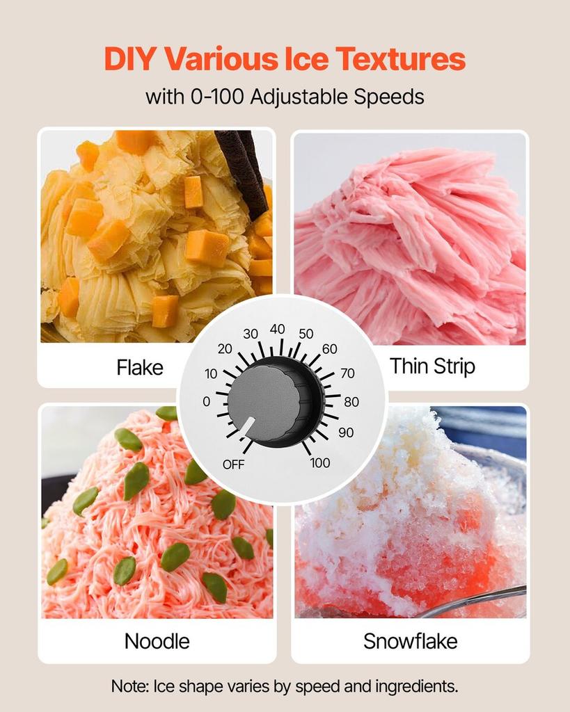 Snowflake Ice Machine, 80KG/24H Snowflake Ice Maker, Ice-Shaver Machine with Stainless Steel Blade, Electric Snow Cone Maker with 1.8L Tank, 90S Fast