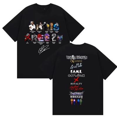 Rapper Chris Brown Tour 2025 Album T Shirts Men Hip Hop Gothic Short Sleeve T-shirts Fashion High Quality Cotton Tees Streetwear