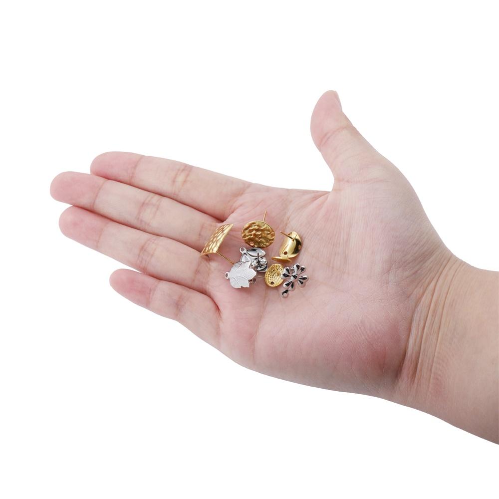 10 stücke Edelstahl Geometrische Runde Ohrring Stud Goldene Ohrringe Basis Mit Ohrring Stecker Anschlüsse Für DIY Schmuck Machen