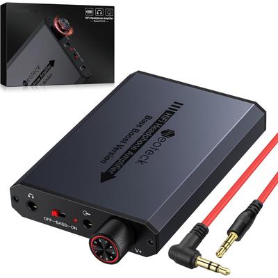 Amplificador de Auriculares de 3,5 mm con Refuerzo de Graves Portátil Amplificador de Auriculares HiFi, 16-300 Ohm, Superficie Mate de Aluminio para , Teléfonos, iPad