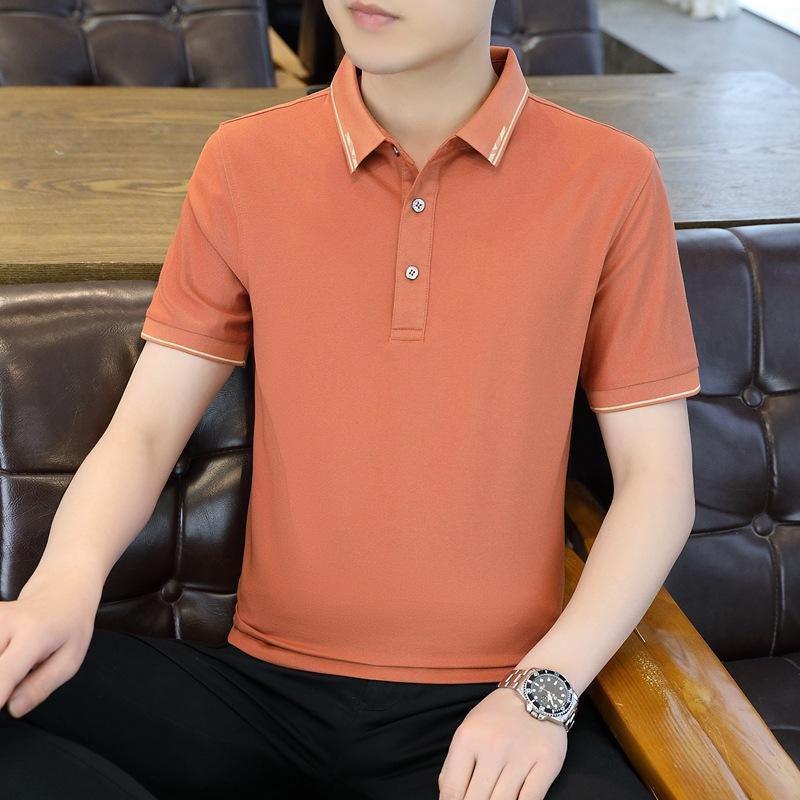 Summer New Men'S Business Casual Short Sleeve Polo Shirt Anti-Wrinkle Ice Silk T-Shirt Top Lapel Polo Workwear
