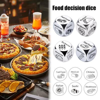 Date Idea Decider Dice Portable Stainless Steel Adults Couple Decision Dice 6 Sides Food Takeaway Decision Dice Girlfriend Boyfriend Gift