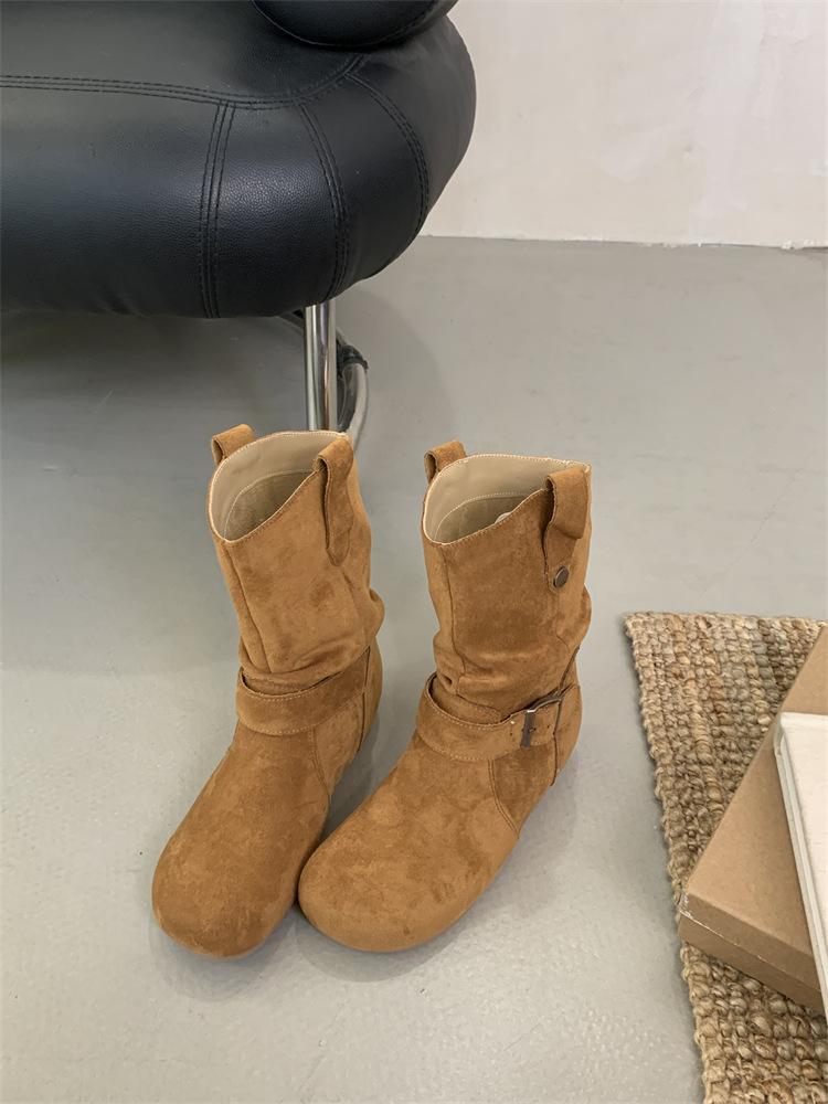 

Mi Ting inner height increase 3cm versatile retro stacking boots women s 2025 autumn and winter new Birkenstocks thick-soled Martin boots 39 коричневый