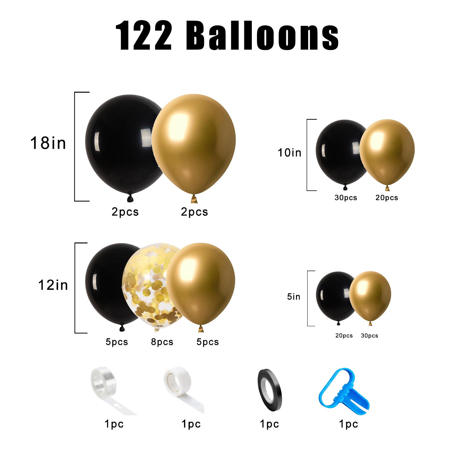 

122Pcs Black and Gold Latex Balloon Set Suitable for Birthday Parties, Weddings, Valentine s Day Party Decorations Other