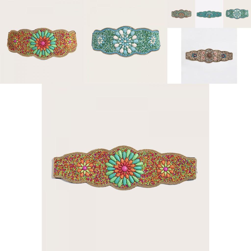 Bohemian Ladies Waist Corset With Embellished Beads And Elastic Closure For Summer Outfits