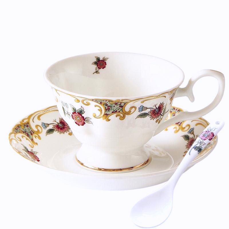 Bone China Tea Cup and Saucer Sets,Porcelain Tea Set with Teapot, Sugar Bowl,Creamer Pitcher,Floral Vintage Tea Cups and Saucers for Party Gift Giving