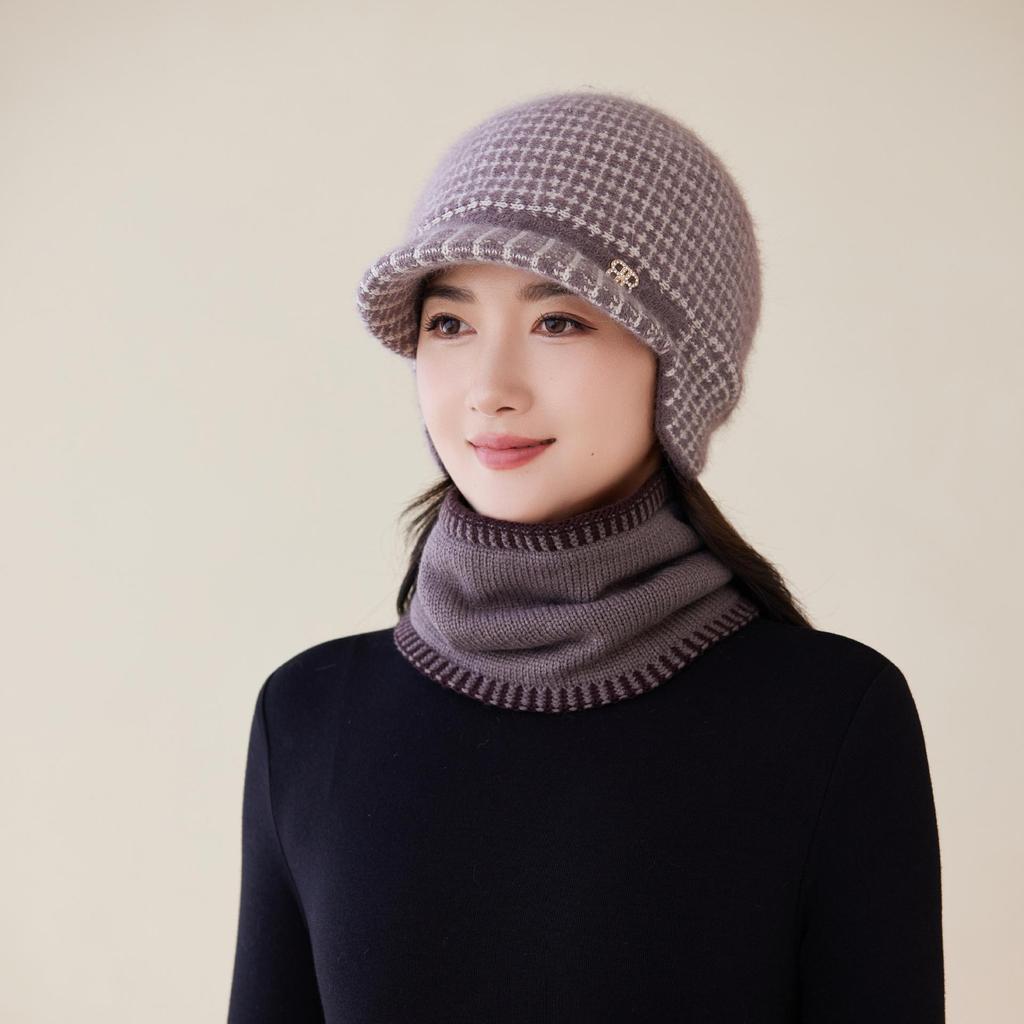 Rabbit Duck Tongue Knitted Hat Warm Fleece Ear Protector Wool Hat New Middle-aged and Elderly Hat Women's Autumn and Winter